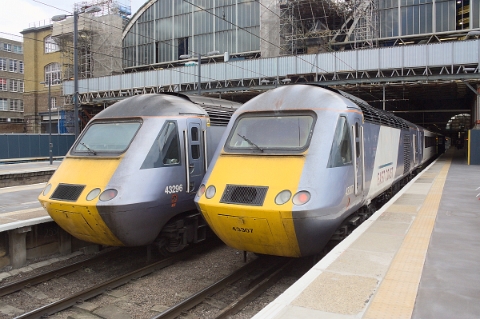 East Coast HST class 43 no. 43307 and 43296 at London Kings Cross on 29th August 2011