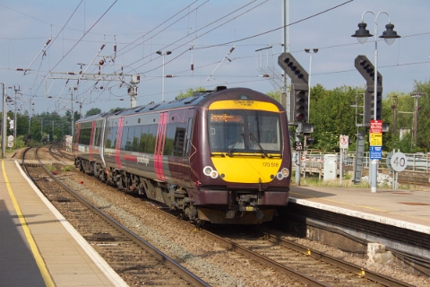 CrossCountry class 170/5 no. 170518 arriving Ely on 23th June 2015.