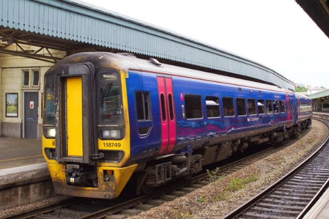 First Great Western class 158/7 no. 158749 at Bristol Temple Meads on 24th June 2015.