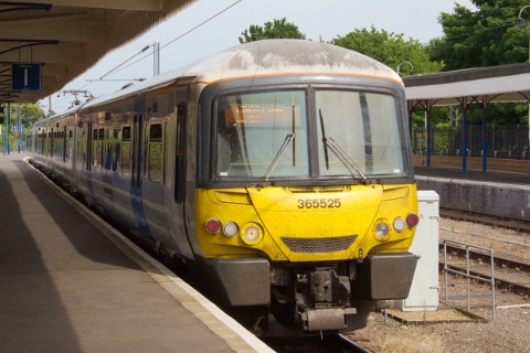 Abellio Greater Anglia class 365 no. 365525 awaiting next departure at King's Lynn on July 3th, 2015.