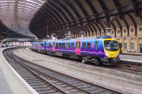 First Transpennine Express class 185 no. 185126 in York with a service for Scarborough on 18th May 2016.