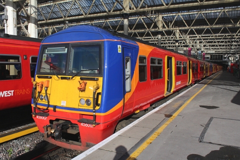 SouthWestTrains class 456 no. 456007 awaiting the next departure at Waterloo Station on 7th February 2017